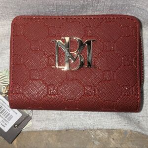 NWT Badgley Mischka Wine Red Small Wallet With Gold Hardware